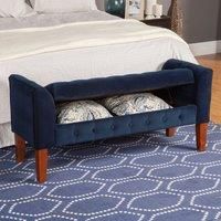 Essential Living Oxford Upholstered Storage Bench - Ink Navy, Blue