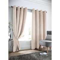 Luxury Living Velvet Ring Top Blackout Curtains in Cream | Size: 229 cm width x 183 cm drop