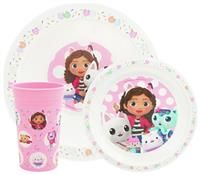 Gabby/'s Dollhouse Kids Tableware Set – 3 Piece Reusable PP Plate, Bowl & Cup for Children - Tumbler & Dinnerware Set for Mealtimes – for 24 Months & Up