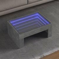 Berkfield Home Coffee Table with Infinity LED Concrete Grey 70x50x30 cm | Size: 70 x 50 x 30 cm