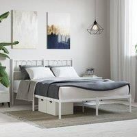 Metal Bed Frame with Headboard White 120x190 cm Small Double