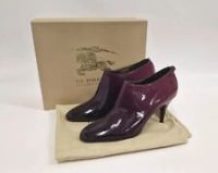 Burberry Check Engraved Ankle Boots Heels Purple 2010 New In Box 6 UK 39 EUR  16