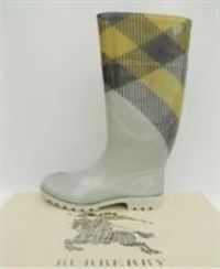 Burberry Mega Checked Rubber Rain Boots UK6 EU39 New