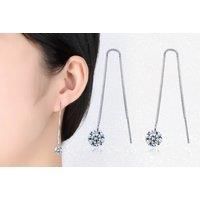 White Gold-Plated Crystal Thread Earrings