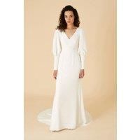 'Briana' Button Sleeve Bridal Maxi Dress