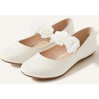 Monsoon Girls Shimmer Corsage Ballerina Shoes - Ivory