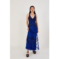 Rosa Sequin Maxi Dress in Recycled Polyester Blue