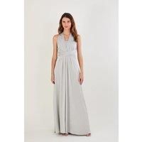 Monsoon Thea Twist Me Tie Me Maxi Bridesmaid Dress - Silver