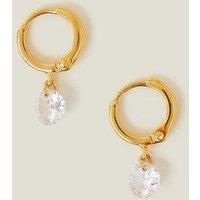 14ct Gold-Plated Crystal Charm Huggie Hoops