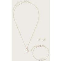 Monsoon Girls Bridesmaid Pearl Jewellery Set - Silver