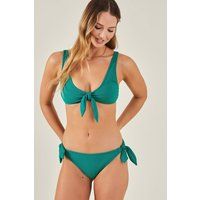 Accessorize Women's Bunny Tie Bikini Briefs in Teal | Size: 18
