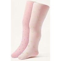 Monsoon Baby Girls 2 Pack Glittery Print Tights - Multi