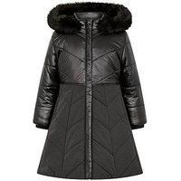 Monsoon Girls Matte Shine Skirt Coat - Black