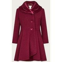Monsoon Girls Velvet Shawl Collar Coat - Burgundy