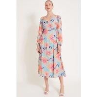 Lilith Floral Print Dress Blue