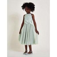 Monsoon Girls Lacey Sequin Truth Dress - Green