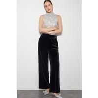 Vora Velvet Wide Leg Trousers Black