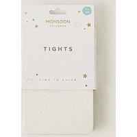 Monsoon Girls Plush Diamond Print Tights - Light Cream
