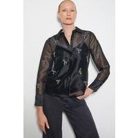 Betty Bow Organza Blouse Black