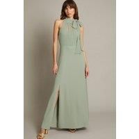 Monika Halter Chiffon Maxi Dress Blue