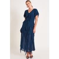 Renata Ruffle Maxi Dress Blue