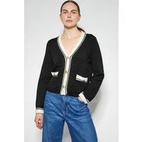 Pia Contrast Trim Cardigan Black