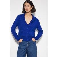 Cora V-Neck Collared Cardigan Blue