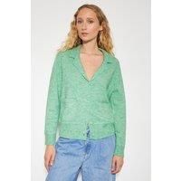 Cora V-Neck Collared Cardigan Blue