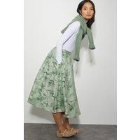 Josie Floral Jacquard Midi Skirt Green