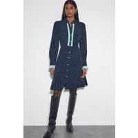 Novie Spot Print Mini Shirt Dress Blue