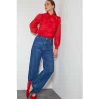Rosa Organza Pussybow Blouse Red