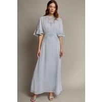 Monsoon Women's Tatiana Angel Sleeve Embellished Maxi Dress Blue | Size: 10