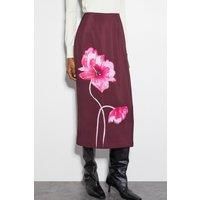 Elizabeth Floral Midi Skirt Red