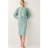 Cosima Fringe Pencil Skirt Green