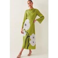 Molly Floral Print Satin Dress Black