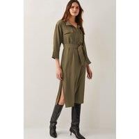 Grace Cargo Midi Shirt Dress Green
