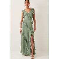 Monsoon Women's Romy Ruffle Maxi Dress Green | Size: 20