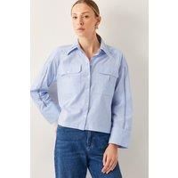 Lilah Cropped Utility Shirt Blue