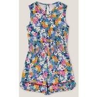 Monsoon Girls Floral Print Sleeveless Playsuit - Blue