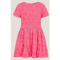 Monsoon Girls Flower Print Towelling Dress - Pink
