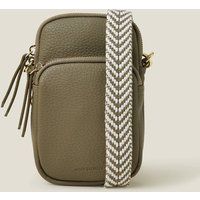 Accessorize Khaki Green w Webbing Strap Cross Body Phone Bag New