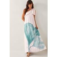 Dinah Bow One Shoulder Maxi Dress Ivory