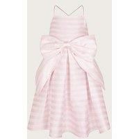 Monsoon Girls Stripe Bow Strappy Twill Dress - Pink