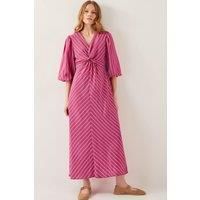 Stella Stripe Twist-Front Maxi Dress Pink