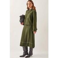 Katya Tie Waist Midi Skirt Green