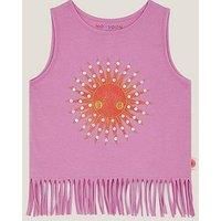Monsoon Girls Sun Embellished Fringe Vest Top - Light Purple