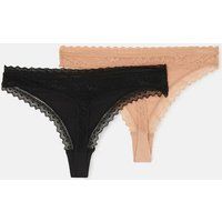 Accessorize Women's 2-Pack Lace-Trim Thongs | Size: XS