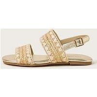 Monsoon Girls Woven Whipstitch Strappy Sandals - Gold