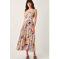 Mia Floral Embroidered Halter Midi Dress Multi
