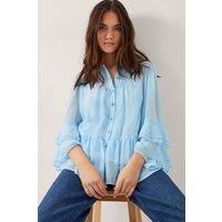 Monsoon Women's Frill Swing Blouse Blue | Size: Medium